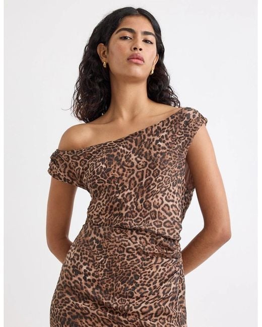 Nobody's Child Brown Skylar One Shoulder Midi Slip Dress
