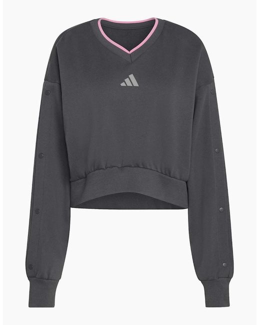 Adidas Gray V-Neck Drop Shoulder Long Sleeve Sweatshirt