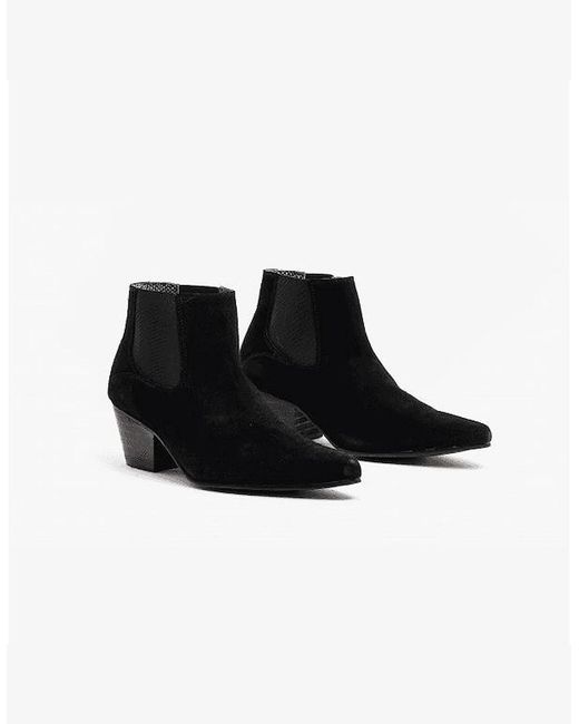 Club Cubano Black Mccartney Suede Winklepicker Cuban Heel Boots for men