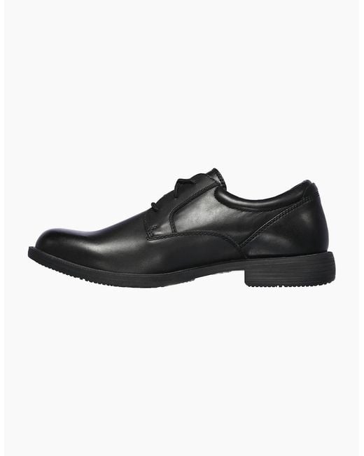 Skechers Black Dreston Rasmiss Leather Standard Lace-Up Shoes for men