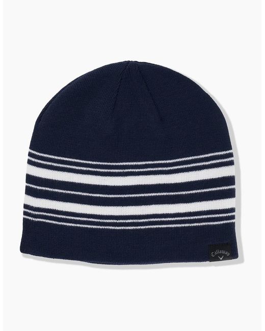 Callaway Apparel Blue Reverse Wordmark Beanie With Logo for men