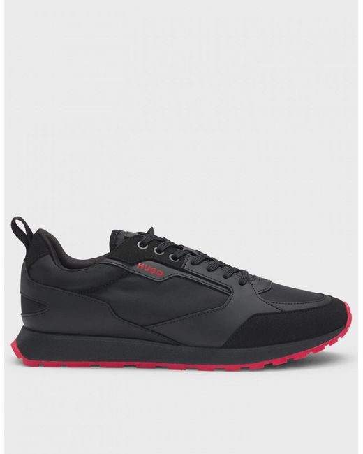 Boss Black Hugo Icelin Runn Mixed-Material Trainers With Branded Accents for men