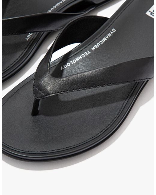 Fitflop Black Gracie Leather Flip Flops All