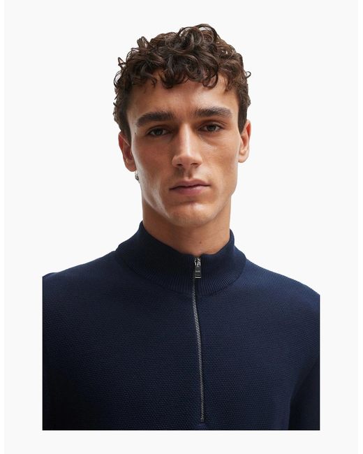 Boss Blue Boss Ebrando P Half Zip Knitwear Dark for men