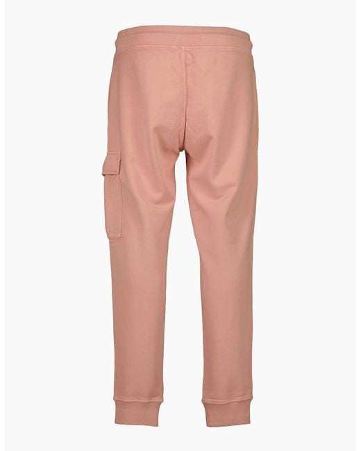 C P Company Pink Resist Dyed Diagonal Fleece Lens Sweatpants for men