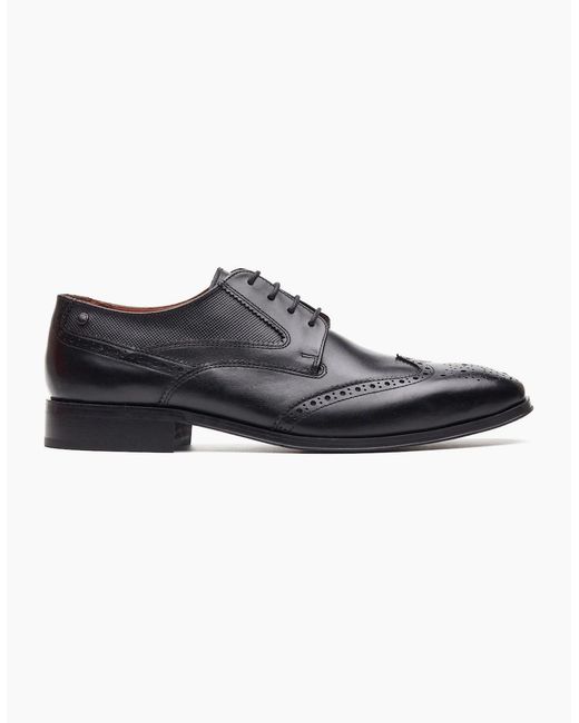 Base London Black London Steeple Brogue Leather Brogues Shoes for men