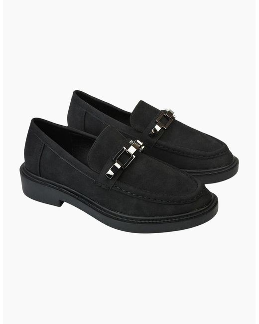 XY London Black Ladies Dakoa Chain Detail Loafers
