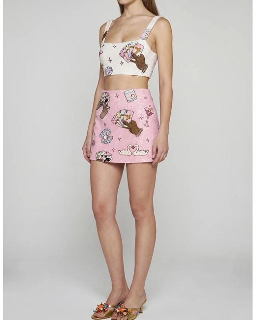 Oceanus Pink Vegas Beaded Mini Party Beach Co-Ord Top