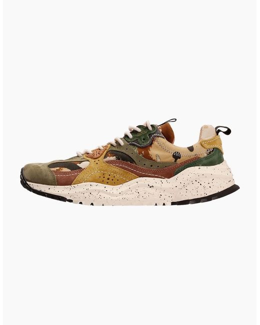 Flower Mountain Green Wave Suede Camouflage Trainers for men