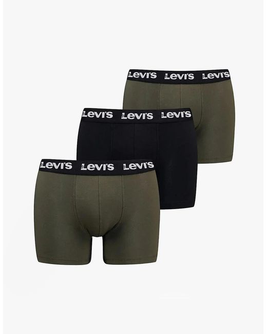 Levi's Black Levi's Repeat Logo 3 Pack Trunks Khaki Combo for men