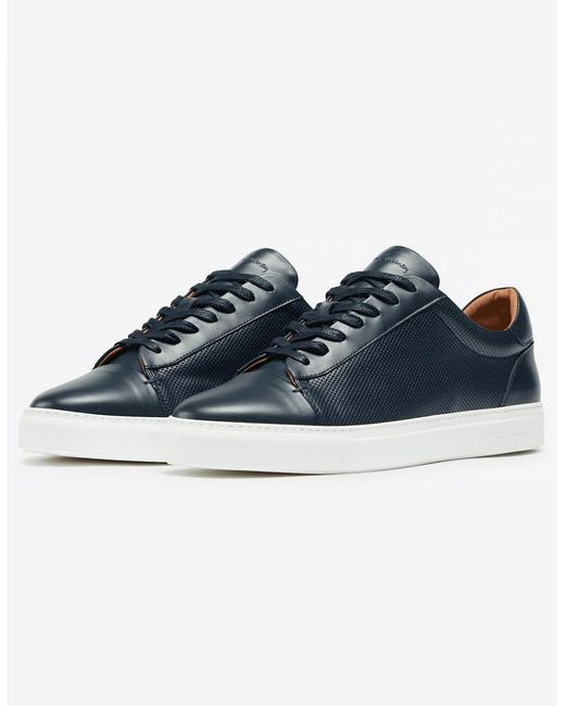 Oliver Sweeney Blue Almada Perforated Leather Trainers for men