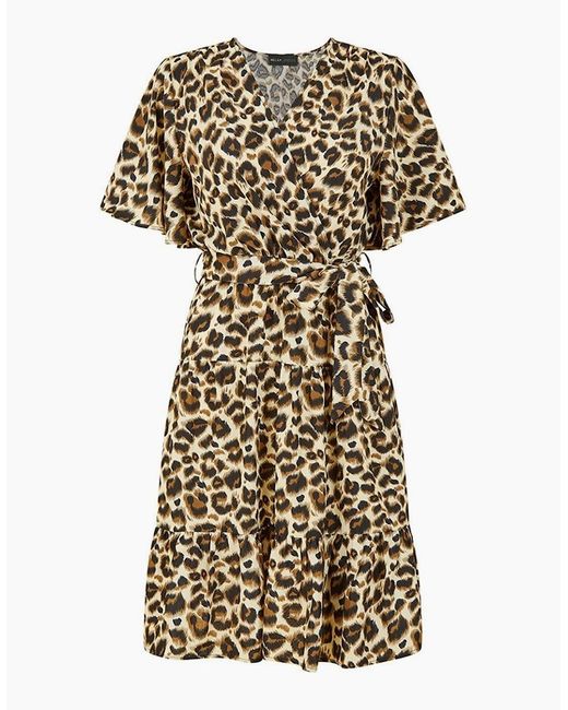 Mela London Brown V-Neck Knee Length Skater Dress