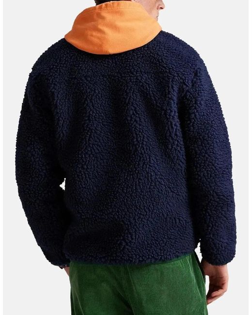 Ralph Lauren Blue Wool Borg Logo Sherpa Zip Through Fleece Cruise for men