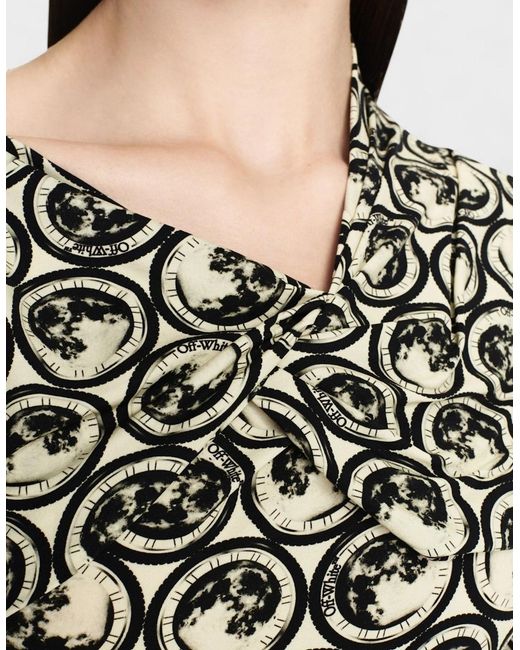 Off-White c/o Virgil Abloh White Moon-Print Gathered Asymmetric Dress