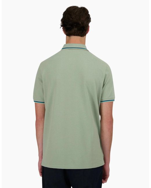 Sandbanks Green Tipped Badge Pique Polo S1-26 Sage for men