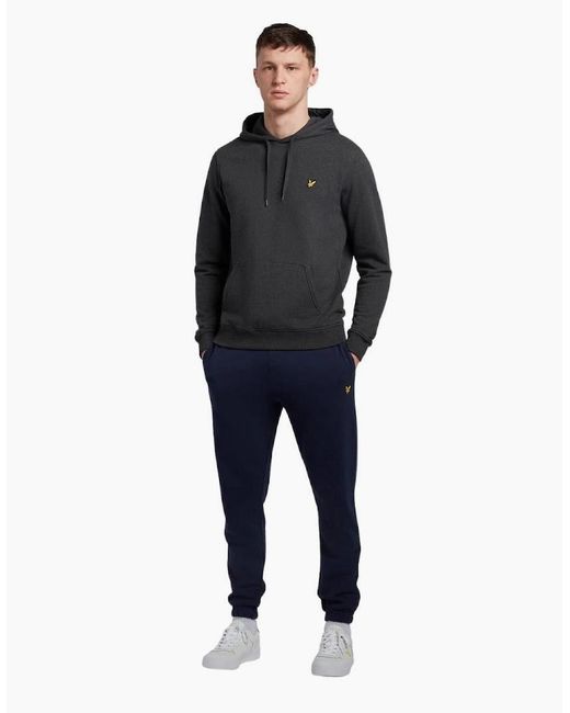 Lyle & Scott Gray Lyle & Scott Branded Charcoal Marl Pull-Over Hoodie for men