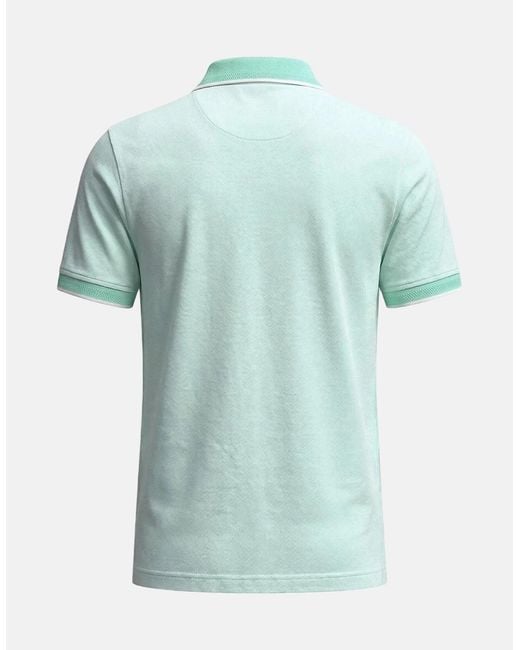 Fynch-Hatton Green Two-Tone Pique Polo Shirt Mint for men