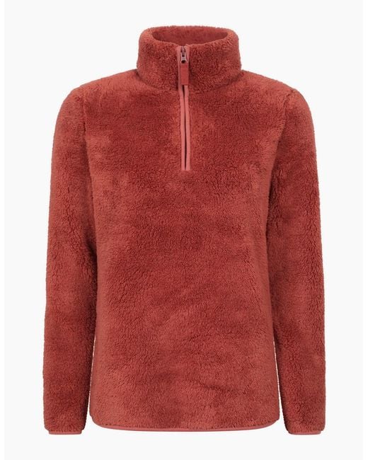 Mountain Warehouse Red Ladies Teddy Fleece Quarter Zip Fleece Top