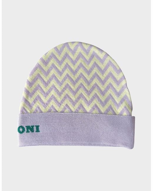 Missoni White Multicolour Wool Zig Zag Beanie Hat
