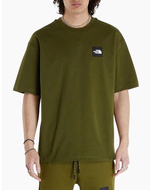 The North Face Green T Shirts Nse Patch Logo Crew Neck Short Sleeve Cotton Tee for men