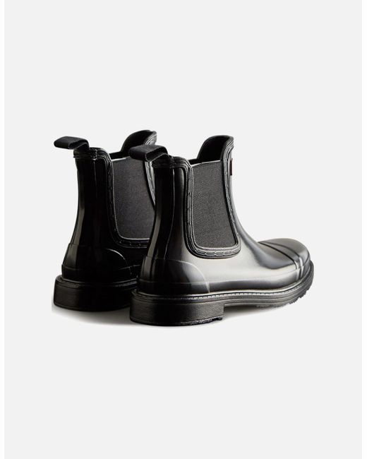 Hunter Black Commando Gloss Chelsea Boot Wellingtons