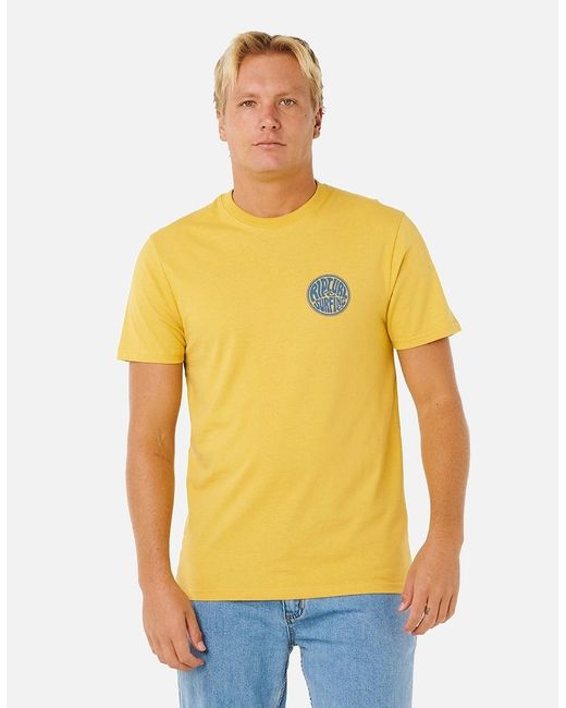 Rip Curl Yellow Rip Curl Streamline Pass Graphic Short Sleeve T-Shirt for men
