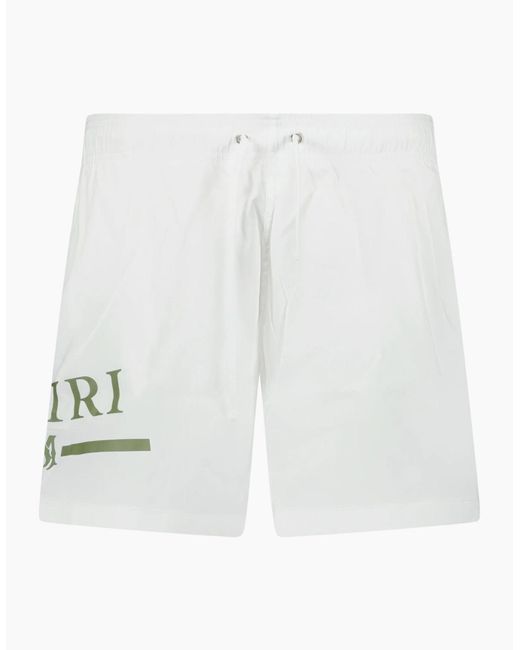 Amiri White Ma Bar Logo Drawstring Swim Shorts for men