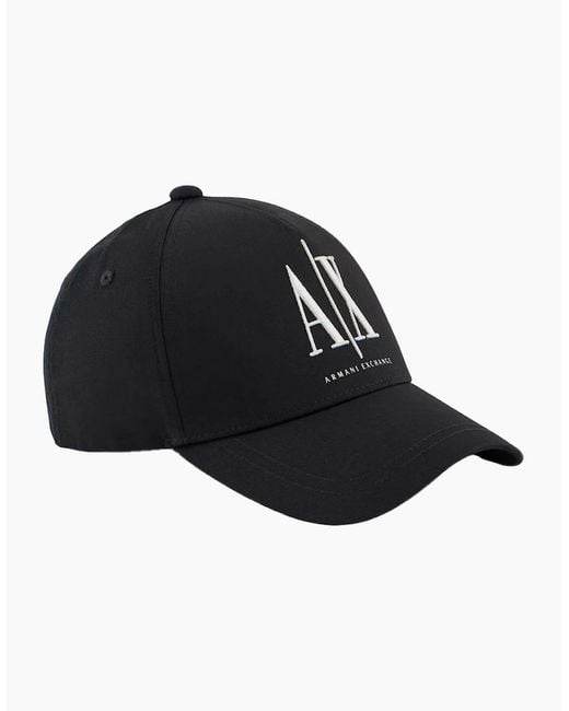 ARMANI EXCHANGE Black Baseball Twill Cap for men