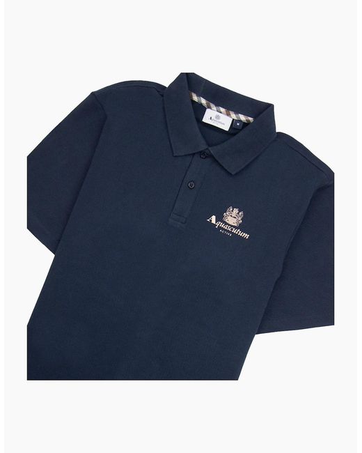 Aquascutum Blue Active Pique Logo Polo for men