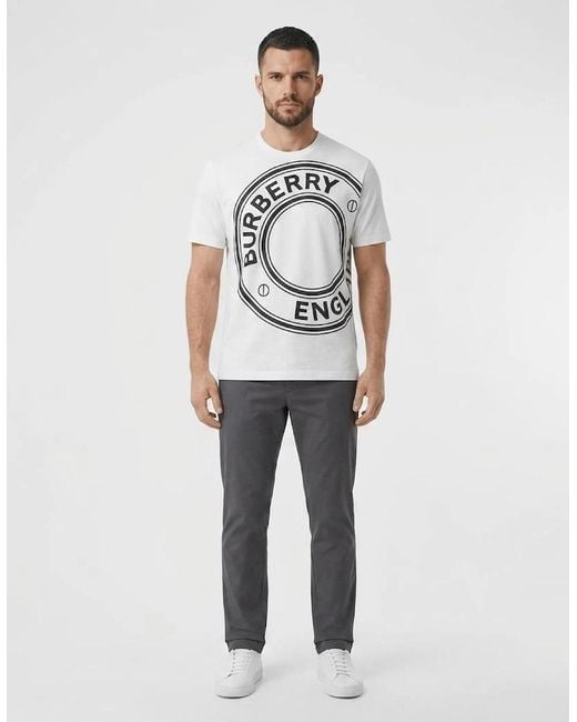 Burberry Gray Graphic Print T Shirt for men