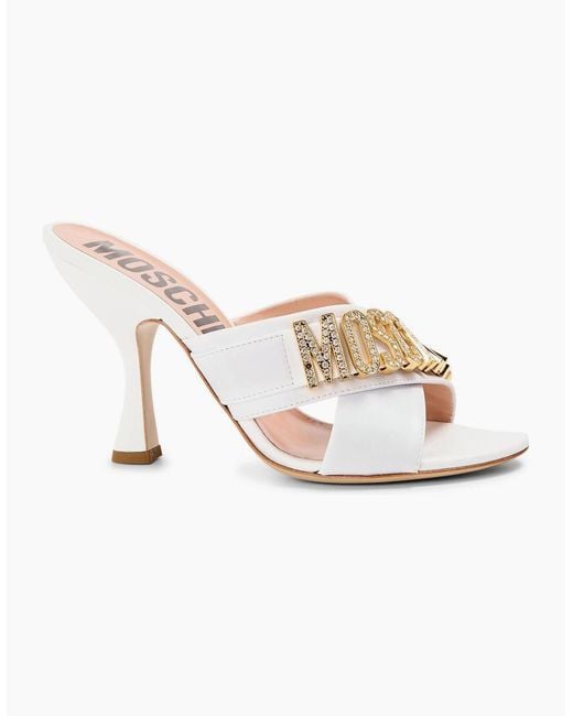 Moschino White Heeled Mules