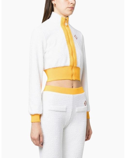 Casablanca White Monogram Terry Zip Through Track Top Jacket