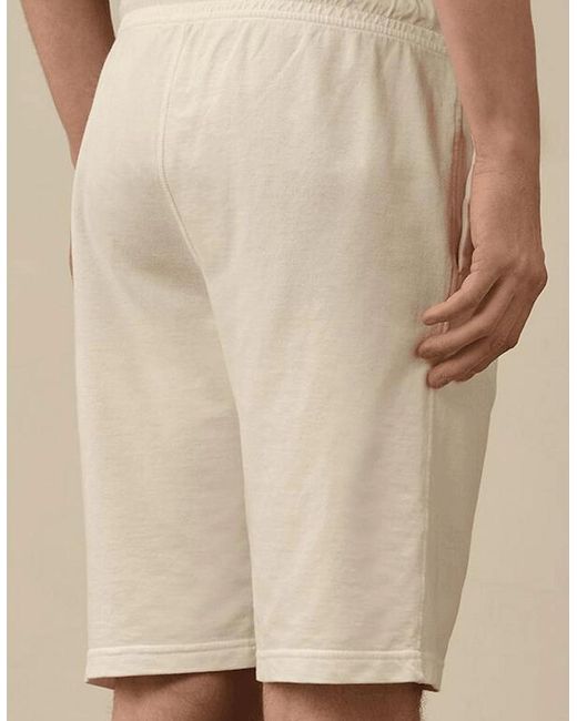 C P Company Natural Light Fleece Lens Pocket Gauze Cargo Shorts for men