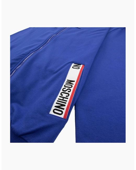 Moschino Blue Underwear Pocket Tape Logo Hoody for men