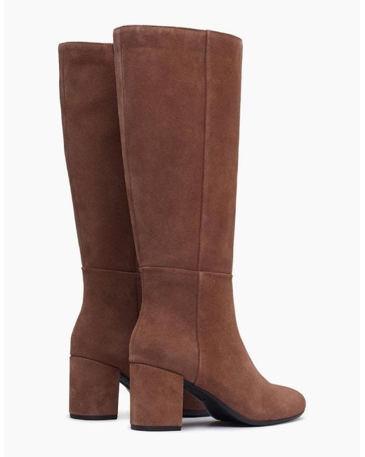 Hush Puppies Brown Oprah Suede Long Leather Mocha Heeled Knee High Boots
