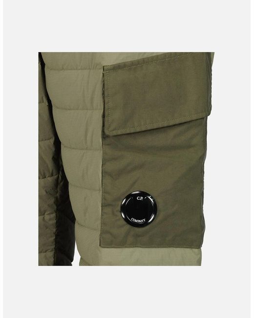 C P Company Green Down Quilted Lens Bottoms for men