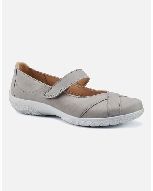 Hotter Gray Hope Wide Fit Mary Jane Shoes