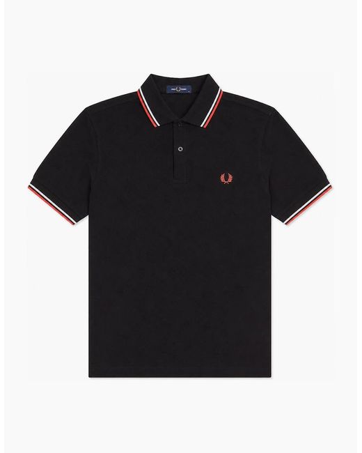 Fred Perry Black Twin Tipped Polo Shirt/Dusky/Strawberry Cream for men