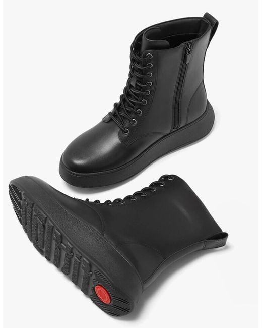 Fitflop Black F-Mode Flatform Ankle Boots All