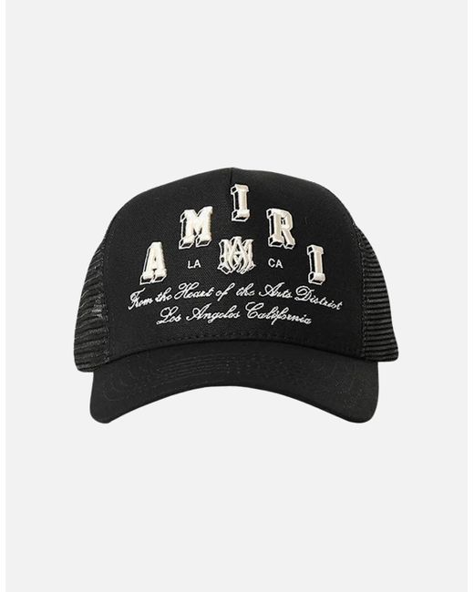 Amiri Black Varsity Branded Logo Trucker Hat for men