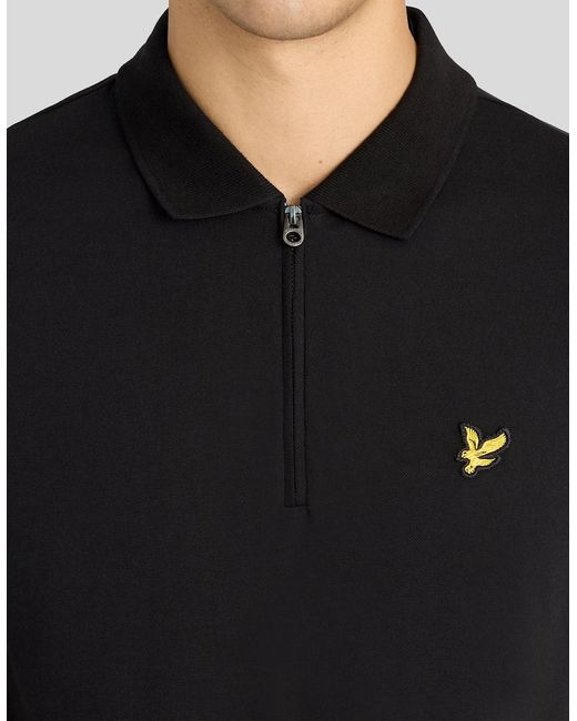 Lyle & Scott Black 1/4 Zip Short Sleeve Polo Shirt for men