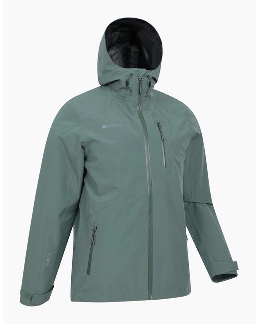 Mountain Warehouse Green Bachill Three Layer Waterproof Jacket for men