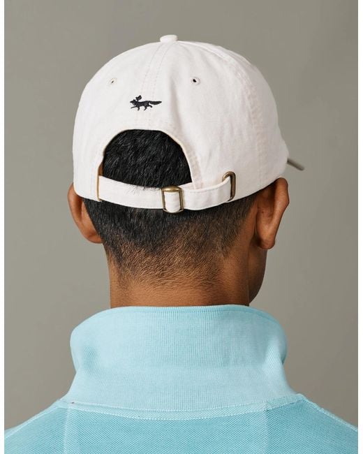 aubi White Hendwell Washed Twill Cap for men