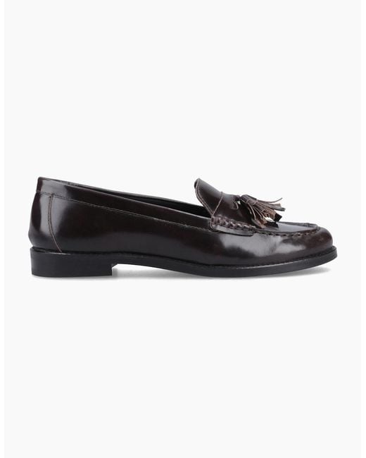 Hush Puppies Black Connie Leather Aubergine Loafers
