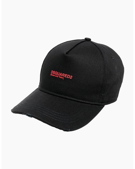 DSquared² Black Sweat And Tears Logo Cap for men