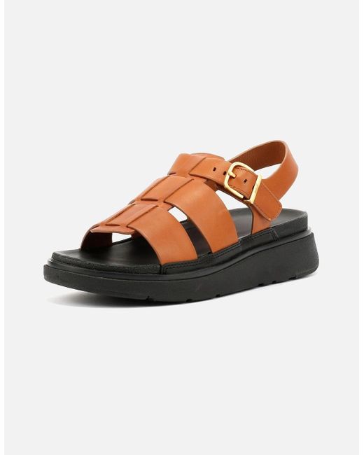 Fitflop Brown Gen-Ff Fisherman Leather Deep Tan Sandals