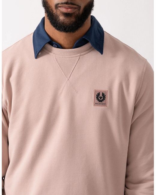 Belstaff Green Crew Neck Sweatshirt With Logo Patch for men