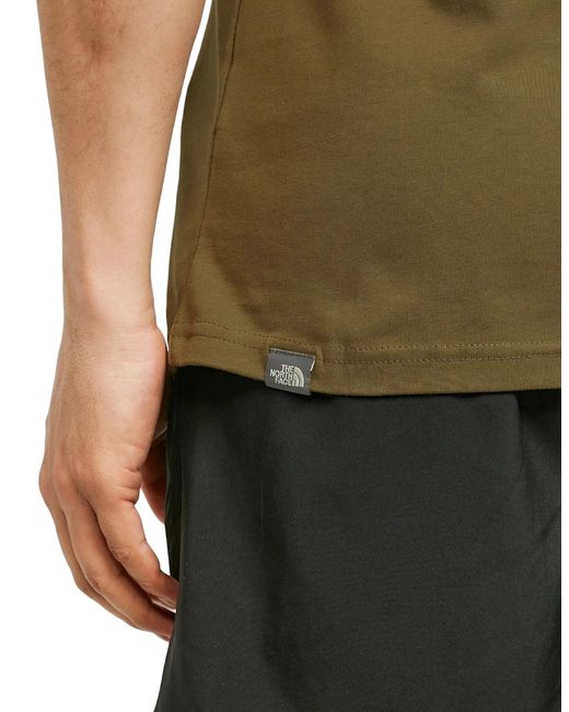 The North Face Green T Shirts Woodcut Dome Short Sleeve Crew Neck Soft Cotton Tee for men