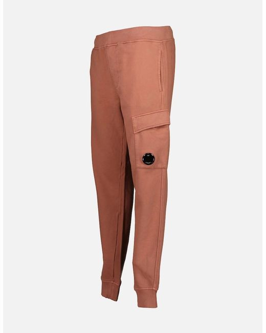 C P Company White Brushed Fleece Lens Sweatpants for men