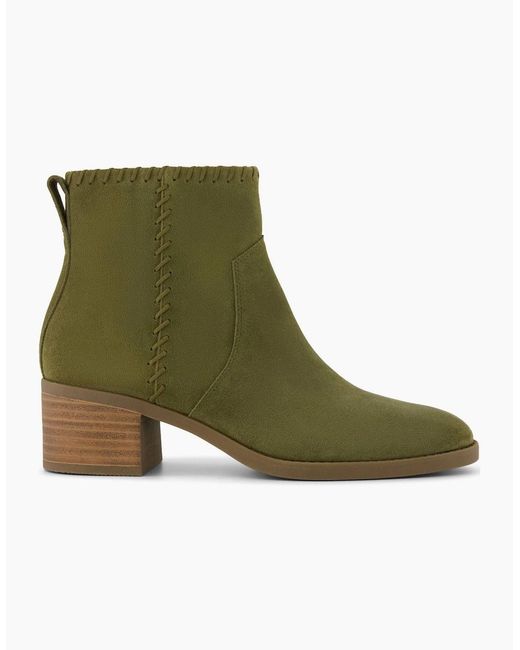 TOMS Green Delilah Heeled Suede Khaki Heeled Ankle Boots